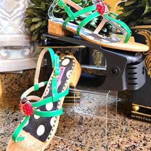 Betsey Johnson Green Sandals size 7.5 EUC